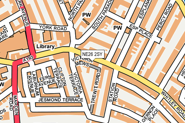 NE26 2SY map - OS OpenMap – Local (Ordnance Survey)