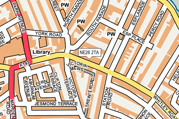 NE26 2TA map - OS OpenMap – Local (Ordnance Survey)