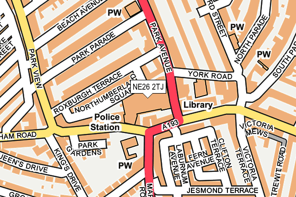 NE26 2TJ map - OS OpenMap – Local (Ordnance Survey)