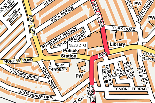 NE26 2TQ map - OS OpenMap – Local (Ordnance Survey)
