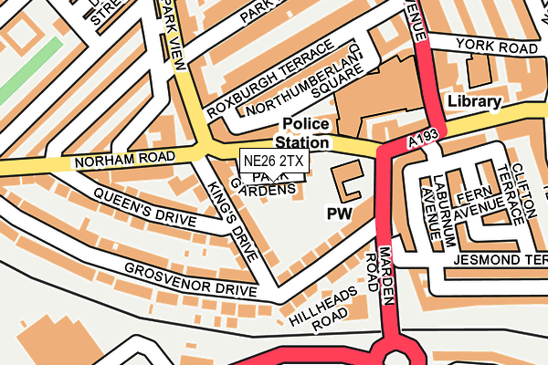 NE26 2TX map - OS OpenMap – Local (Ordnance Survey)