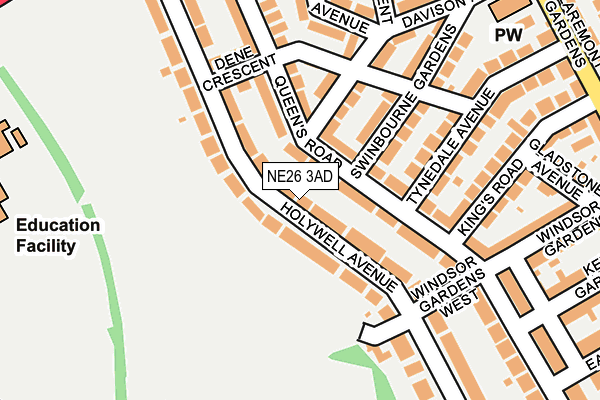 NE26 3AD map - OS OpenMap – Local (Ordnance Survey)