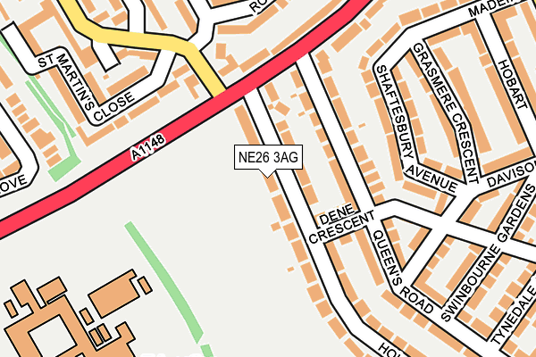 NE26 3AG map - OS OpenMap – Local (Ordnance Survey)