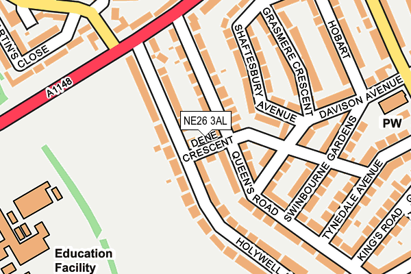 NE26 3AL map - OS OpenMap – Local (Ordnance Survey)