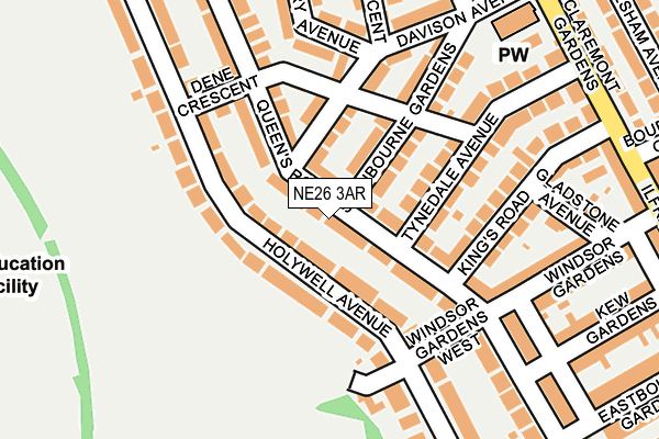 NE26 3AR map - OS OpenMap – Local (Ordnance Survey)