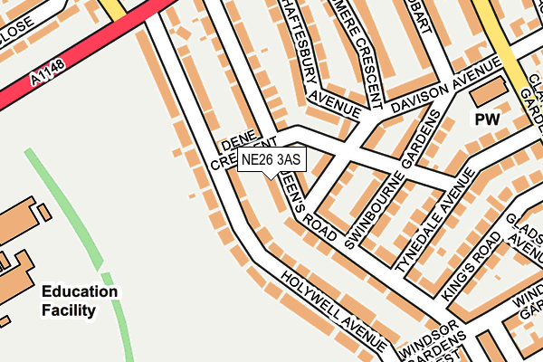 NE26 3AS map - OS OpenMap – Local (Ordnance Survey)