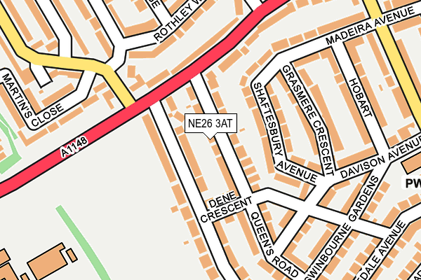 NE26 3AT map - OS OpenMap – Local (Ordnance Survey)