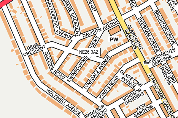 NE26 3AZ map - OS OpenMap – Local (Ordnance Survey)
