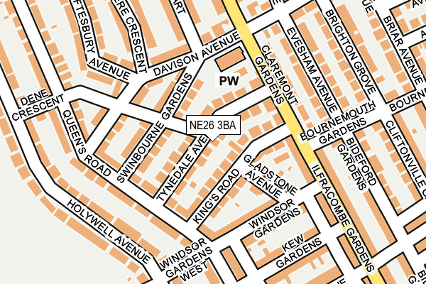 NE26 3BA map - OS OpenMap – Local (Ordnance Survey)