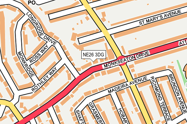 NE26 3DG map - OS OpenMap – Local (Ordnance Survey)