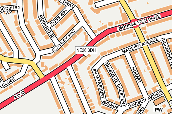 NE26 3DH map - OS OpenMap – Local (Ordnance Survey)