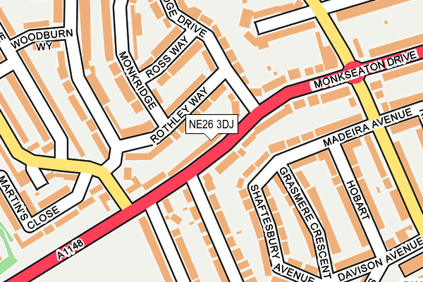 NE26 3DJ map - OS OpenMap – Local (Ordnance Survey)