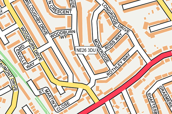 NE26 3DU map - OS OpenMap – Local (Ordnance Survey)