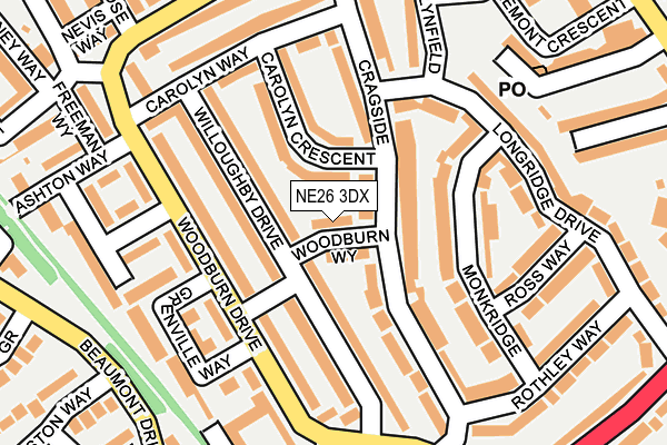 NE26 3DX map - OS OpenMap – Local (Ordnance Survey)