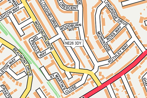 NE26 3DY map - OS OpenMap – Local (Ordnance Survey)