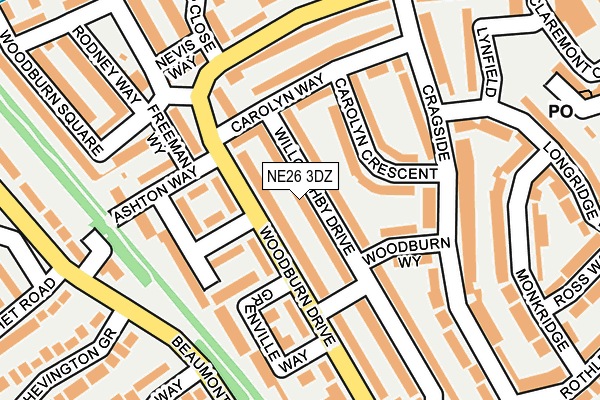 NE26 3DZ map - OS OpenMap – Local (Ordnance Survey)