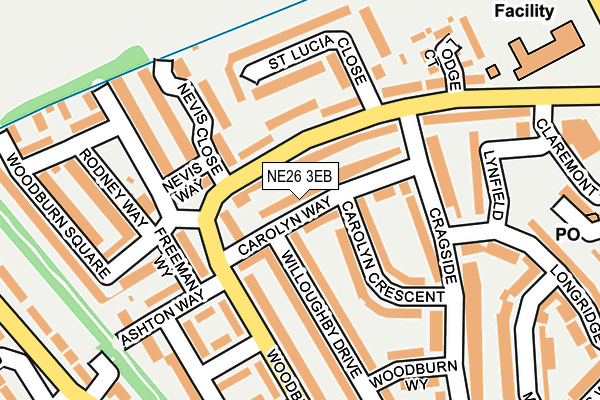 NE26 3EB map - OS OpenMap – Local (Ordnance Survey)