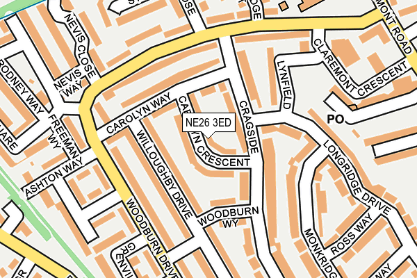 NE26 3ED map - OS OpenMap – Local (Ordnance Survey)