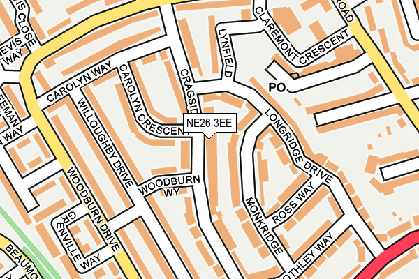 NE26 3EE map - OS OpenMap – Local (Ordnance Survey)