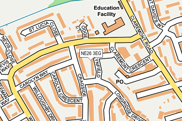 NE26 3EG map - OS OpenMap – Local (Ordnance Survey)