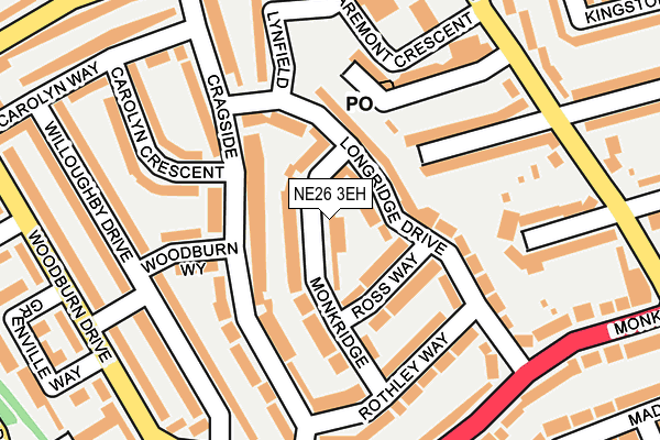 NE26 3EH map - OS OpenMap – Local (Ordnance Survey)