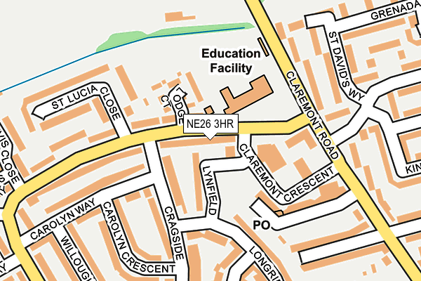 NE26 3HR map - OS OpenMap – Local (Ordnance Survey)