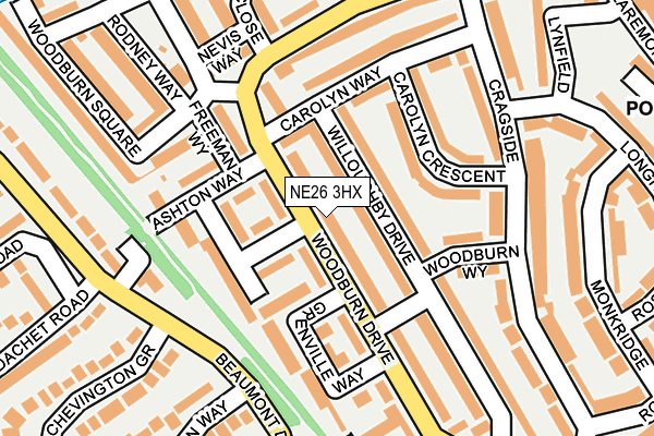 NE26 3HX map - OS OpenMap – Local (Ordnance Survey)