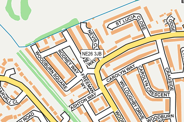 NE26 3JB map - OS OpenMap – Local (Ordnance Survey)