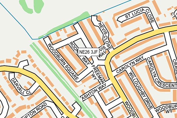 NE26 3JF map - OS OpenMap – Local (Ordnance Survey)