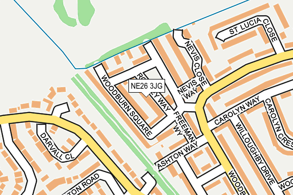 NE26 3JG map - OS OpenMap – Local (Ordnance Survey)