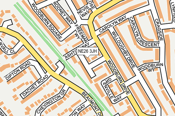 NE26 3JH map - OS OpenMap – Local (Ordnance Survey)