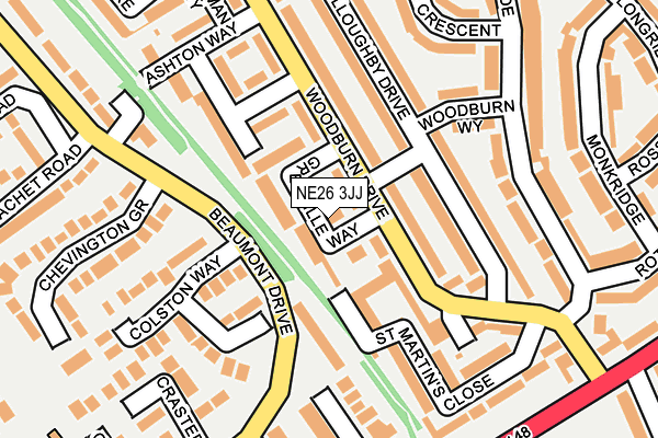NE26 3JJ map - OS OpenMap – Local (Ordnance Survey)