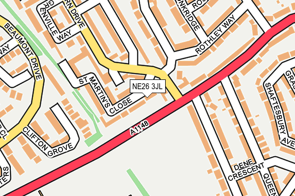 NE26 3JL map - OS OpenMap – Local (Ordnance Survey)