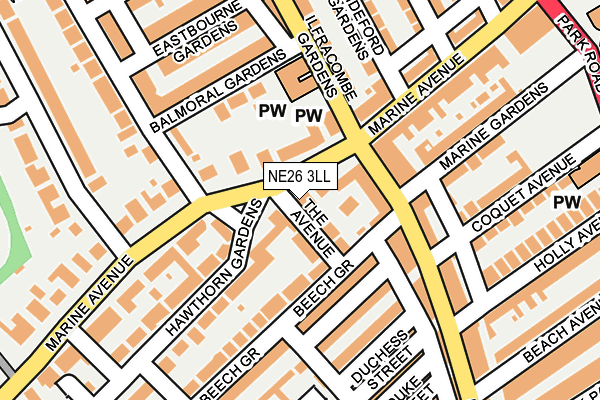 NE26 3LL map - OS OpenMap – Local (Ordnance Survey)