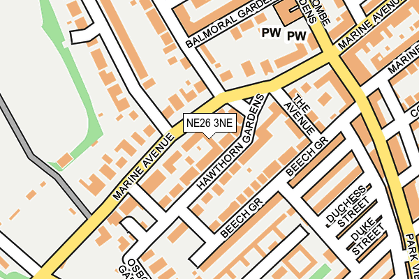 NE26 3NE map - OS OpenMap – Local (Ordnance Survey)