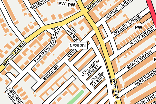 NE26 3PJ map - OS OpenMap – Local (Ordnance Survey)