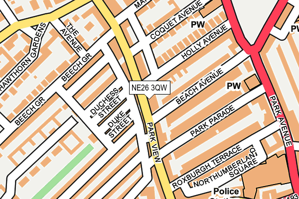 NE26 3QW map - OS OpenMap – Local (Ordnance Survey)