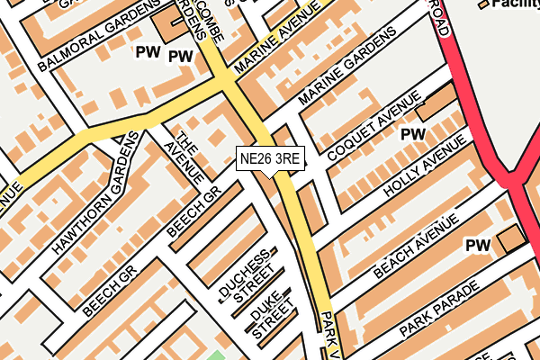NE26 3RE map - OS OpenMap – Local (Ordnance Survey)
