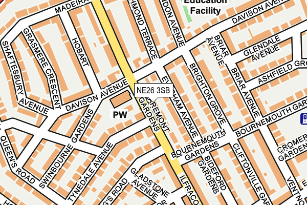 NE26 3SB map - OS OpenMap – Local (Ordnance Survey)