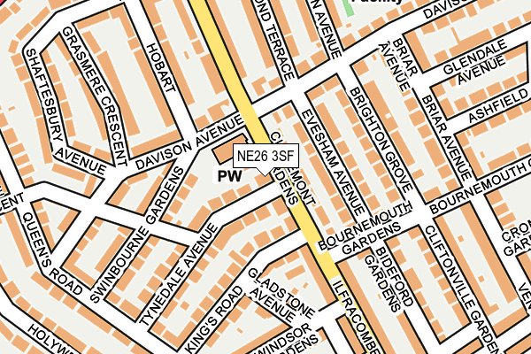 NE26 3SF map - OS OpenMap – Local (Ordnance Survey)