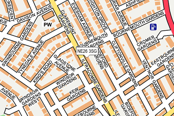 NE26 3SG map - OS OpenMap – Local (Ordnance Survey)