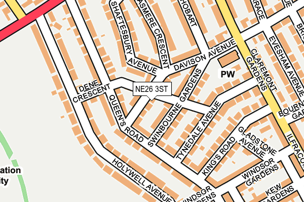 NE26 3ST map - OS OpenMap – Local (Ordnance Survey)