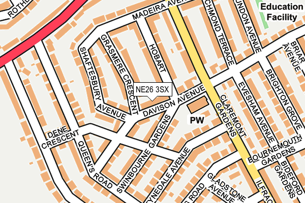 NE26 3SX map - OS OpenMap – Local (Ordnance Survey)