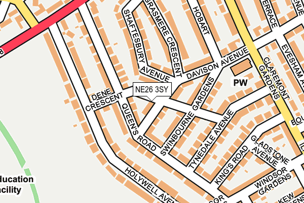 NE26 3SY map - OS OpenMap – Local (Ordnance Survey)