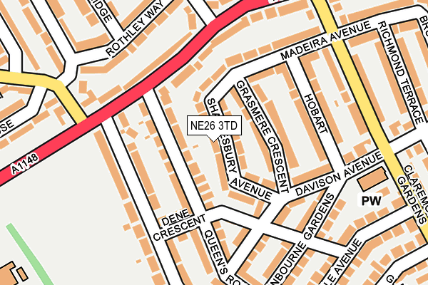 NE26 3TD map - OS OpenMap – Local (Ordnance Survey)