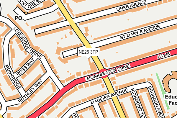 NE26 3TP map - OS OpenMap – Local (Ordnance Survey)