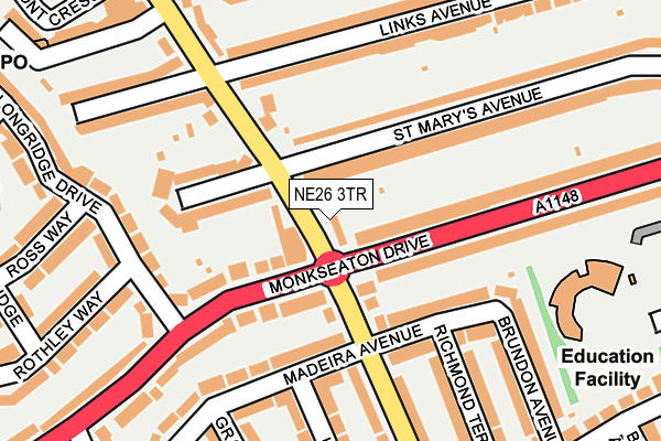 NE26 3TR map - OS OpenMap – Local (Ordnance Survey)