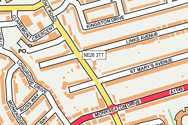 NE26 3TT map - OS OpenMap – Local (Ordnance Survey)