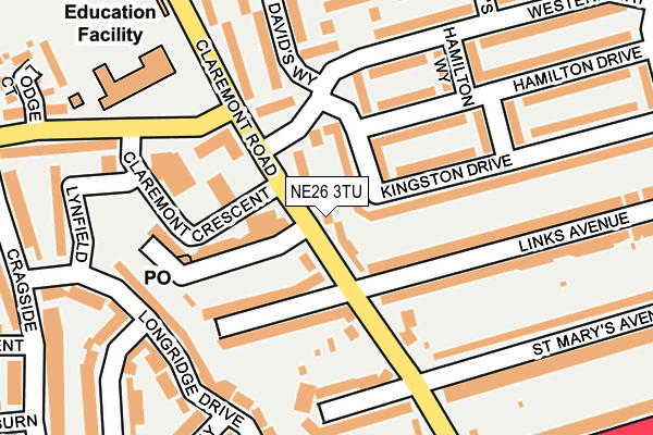 NE26 3TU map - OS OpenMap – Local (Ordnance Survey)
