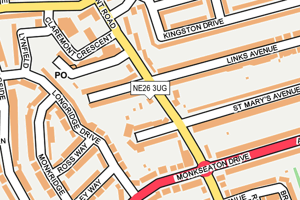 NE26 3UG map - OS OpenMap – Local (Ordnance Survey)
